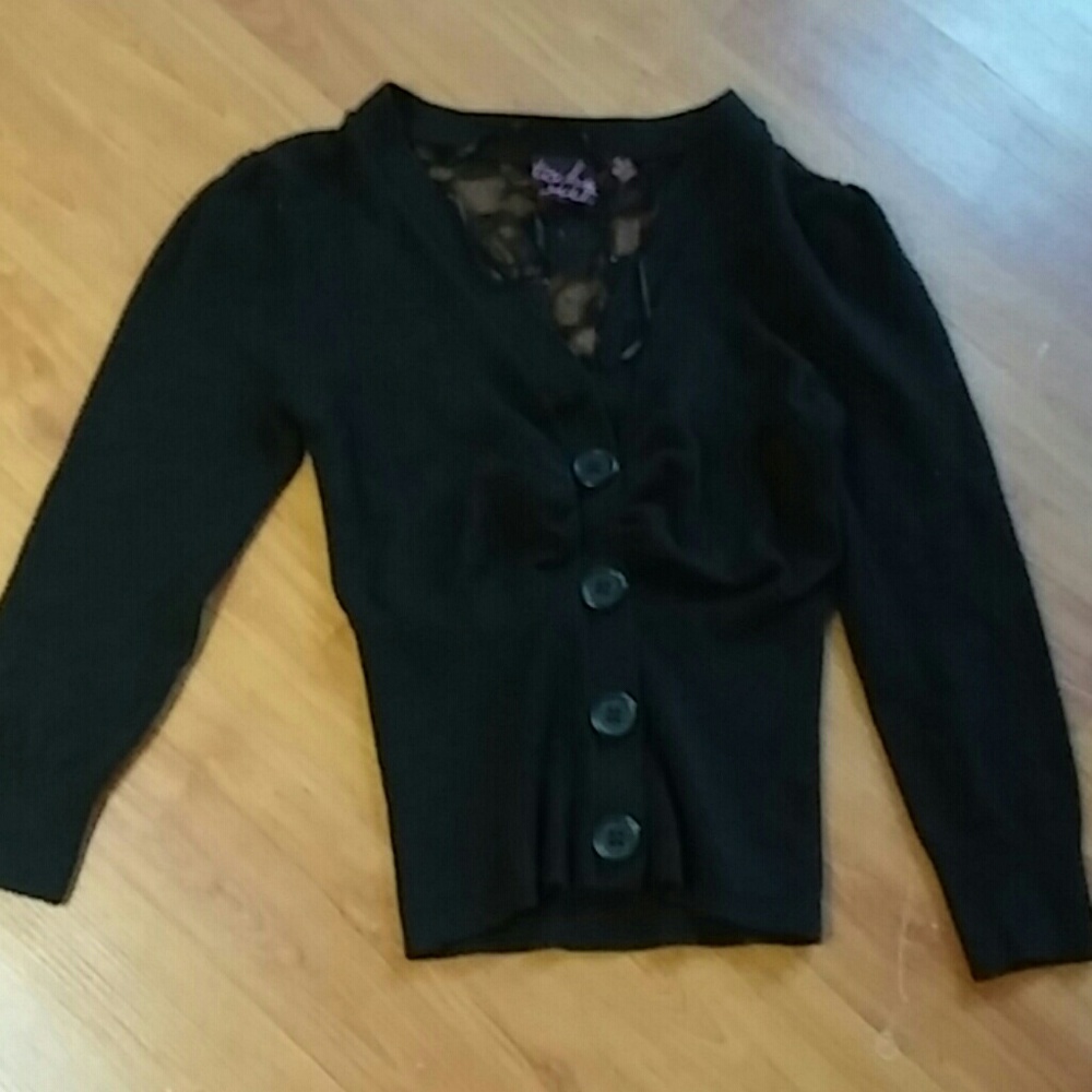 Black Lace Back Sweater Blouse